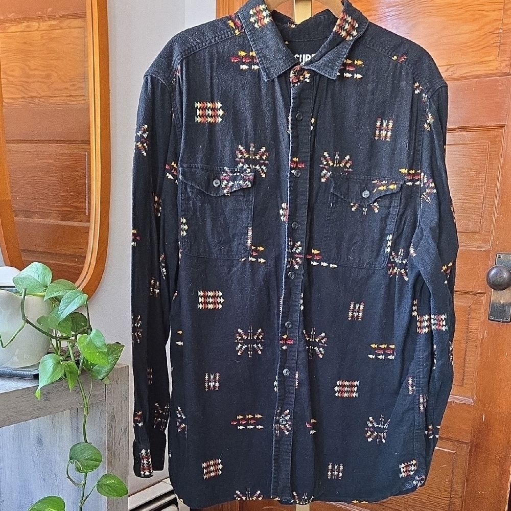 Target 2015 100% Cotton Flannel Red/ Green/ Gold Print Button-Down XL